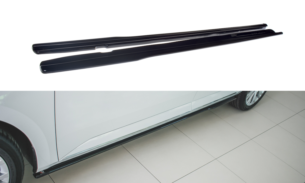 Maxton Design Street+ Seitenschweller Leisten passend für Skoda Superb Liftback / Combi Mk3 Facelift schwarz Hochglanz