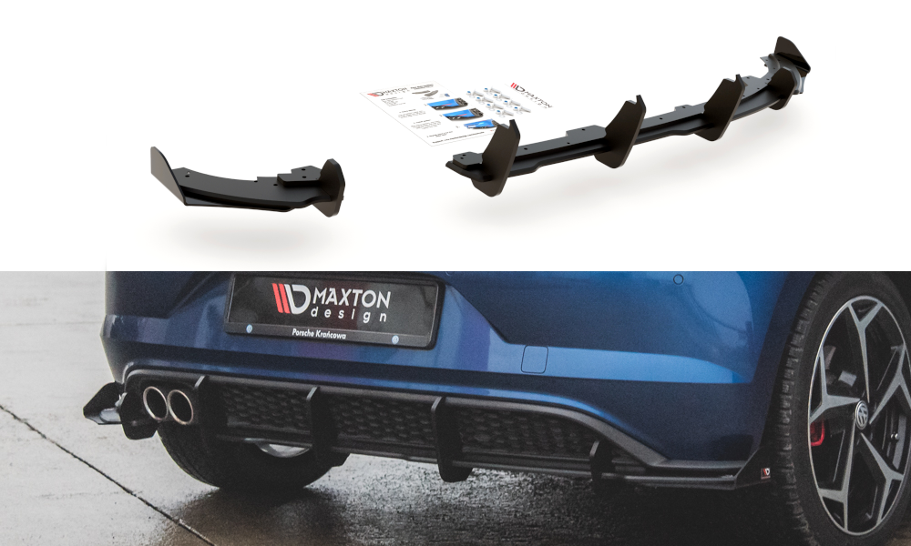 Maxton Design Street Pro Diffusor Heck Ansatz + Flaps passend für VW Polo GTI Mk6 schwarz Hochglanz