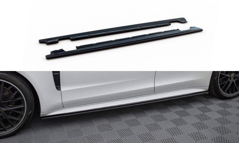 Maxton Design Street+ Seitenschweller Leisten passend für Porsche Panamera GTS 971 schwarz Hochglanz