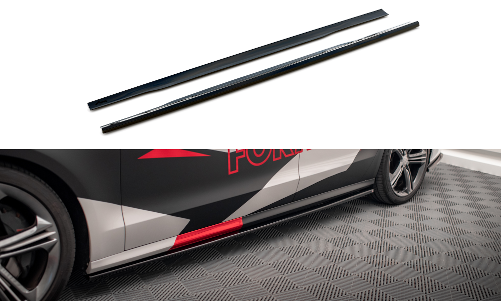 Maxton Design Street+ Seitenschweller Leisten passend für V.1 passend für Audi S8 D4 schwarz Hochglanz