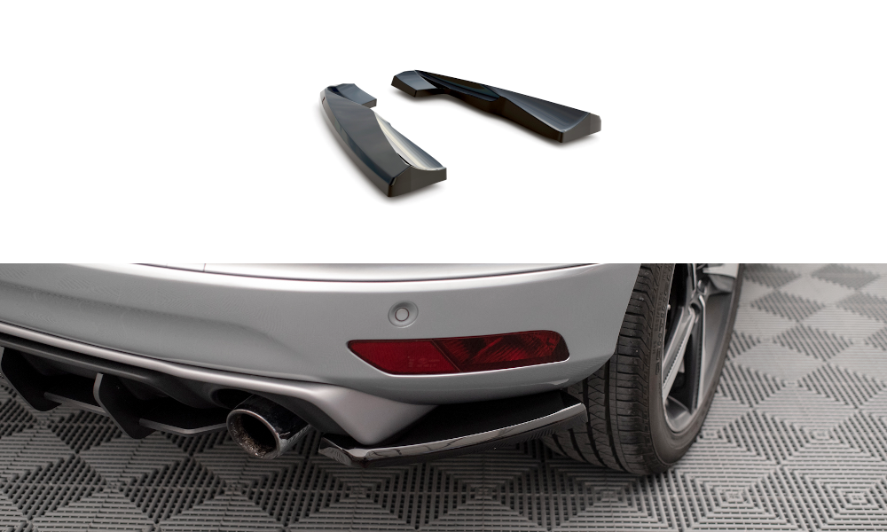 Maxton Design Heck Ansatz Flaps Diffusor passend für Volvo XC60 R-Design Mk1 Facelift schwarz Hochglanz