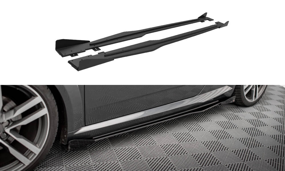Maxton Design Street Pro Street+ Seitenschweller Leisten + Flaps passend für Audi TT S / S-Line 8S schwarz Hochglanz