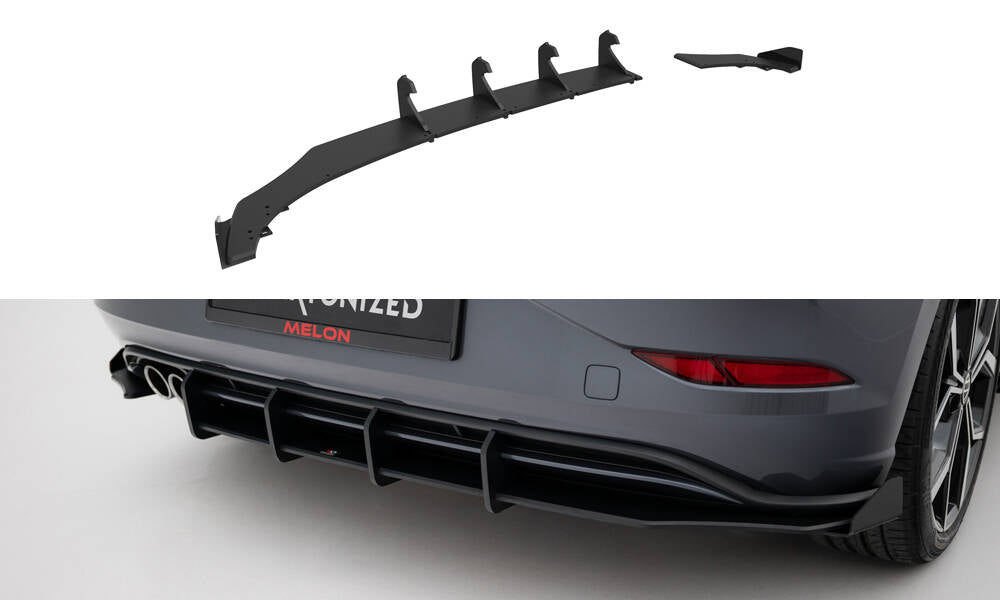 Maxton Design Street Pro Heckschürze + Flaps passend für VW Polo GTI Mk6 Facelift schwarz Hochglanz