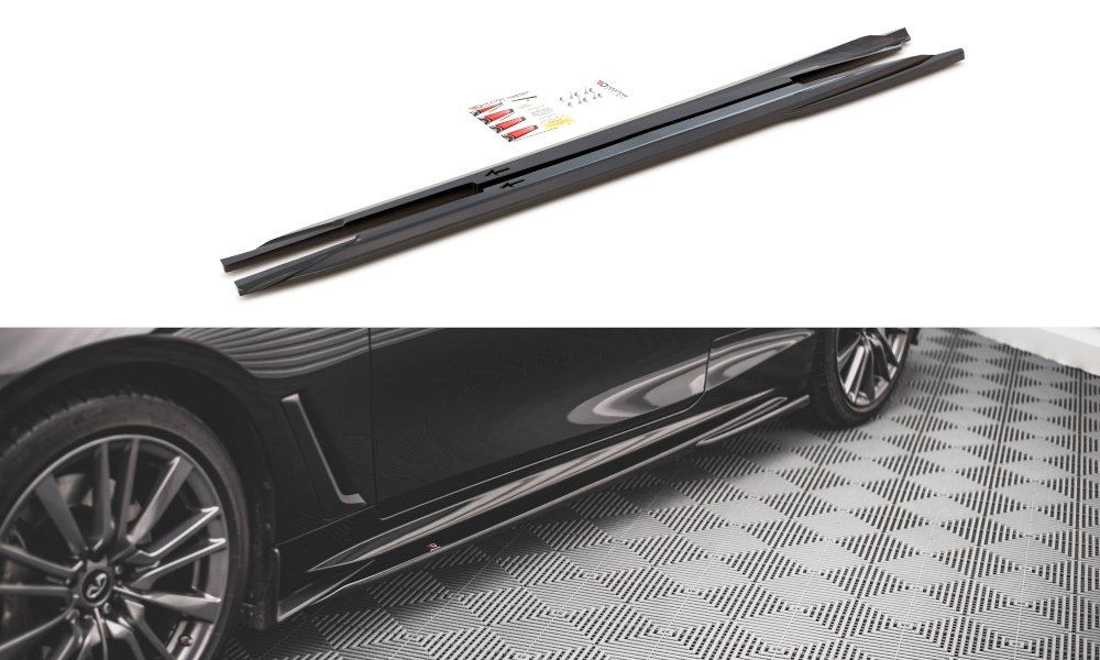 Maxton Design Street+ Seitenschweller Leisten passend für Infiniti Q60 S Mk2 schwarz Hochglanz