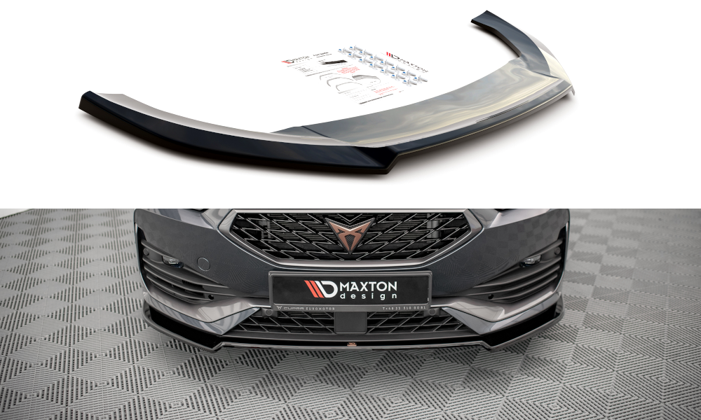 Maxton Design Street+ Spoilerlippe Front Ansatz V.2 passend für Cupra Leon Mk1 schwarz Hochglanz