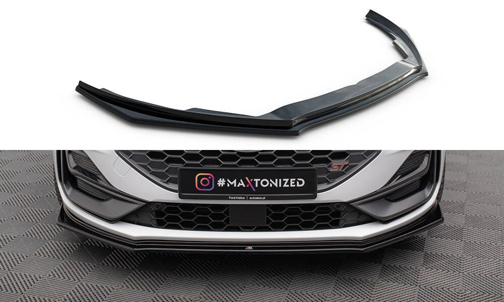 Maxton Design Street+ Spoilerlippe Front Ansatz V.5 passend für Ford Focus ST / ST-Line Mk4 Facelift schwarz Hochglanz