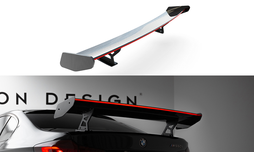 Maxton Design Carbon Spoiler With Internal Brackets Uprights + LED BMW 5er / M5 Limousine G30 / F90 für BMW M5 F90