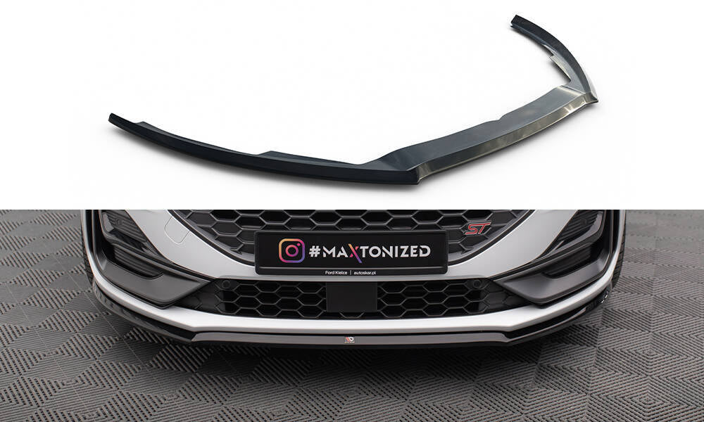 Maxton Design Street+ Spoilerlippe Front Ansatz V.3 passend für Ford Focus ST / ST-Line Mk4 Facelift schwarz Hochglanz