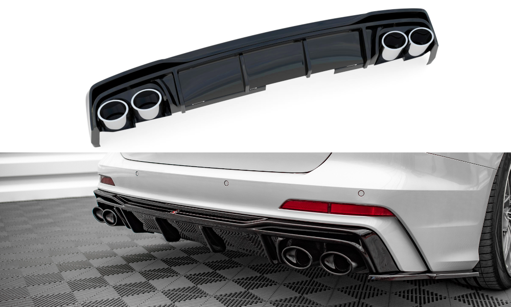 Maxton Design Diffusor Heck Ansatz + Endrohre für Audi A6 S-Line / S6 C8 / C8 Facelift