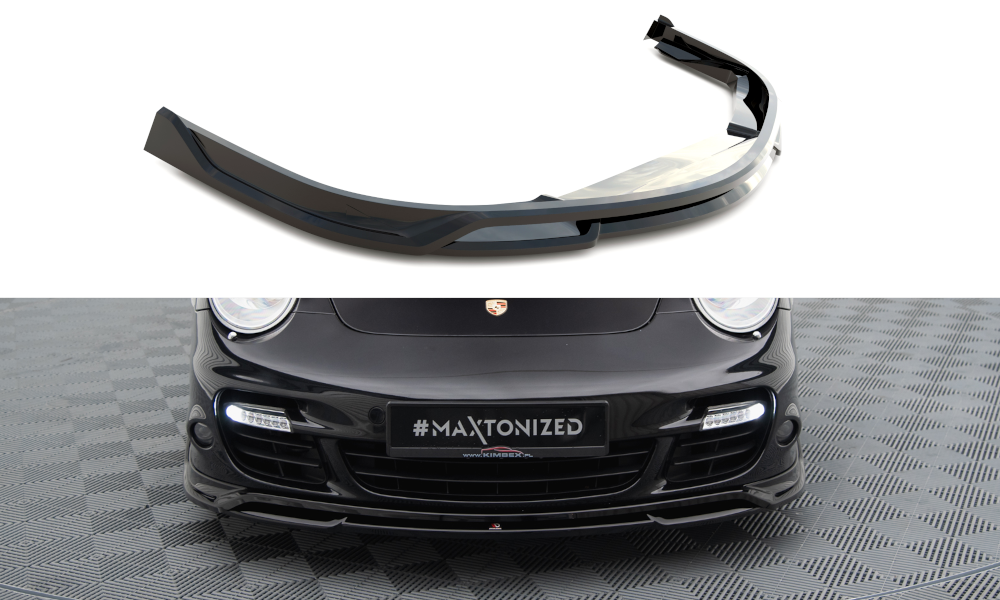 Maxton Design Street+ Spoilerlippe Front Ansatz passend für Porsche 911 Turbo 997 schwarz Hochglanz