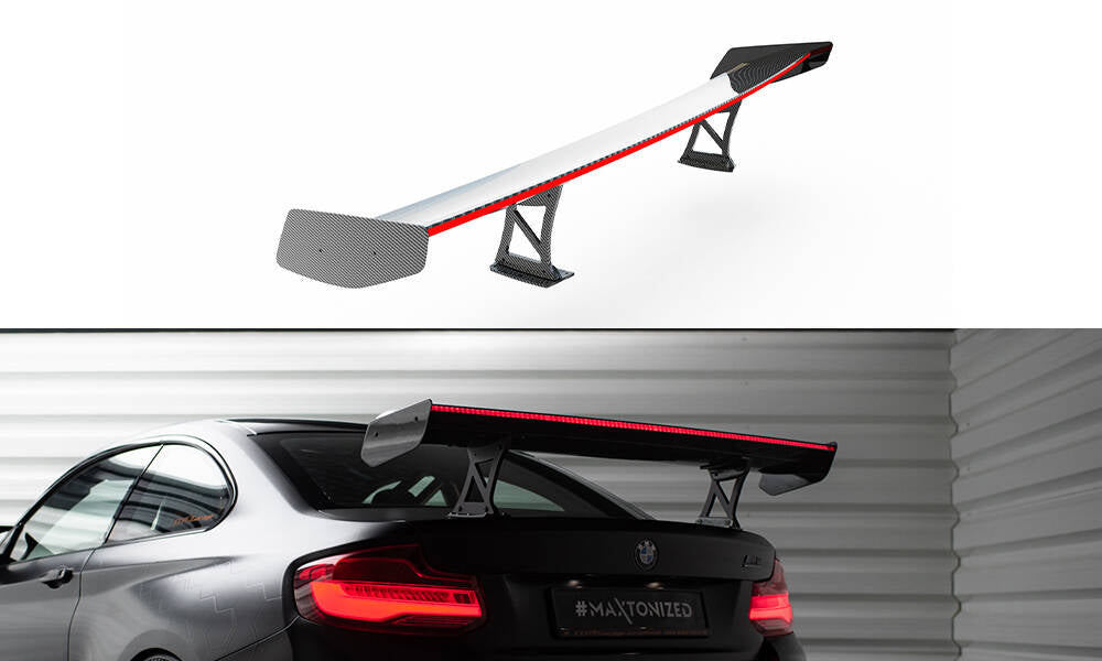 Maxton Design Carbon Spoiler With Internal Brackets Uprights + LED BMW M2 F87 / 2 / 2 M-Paket F22 für BMW M2 F87