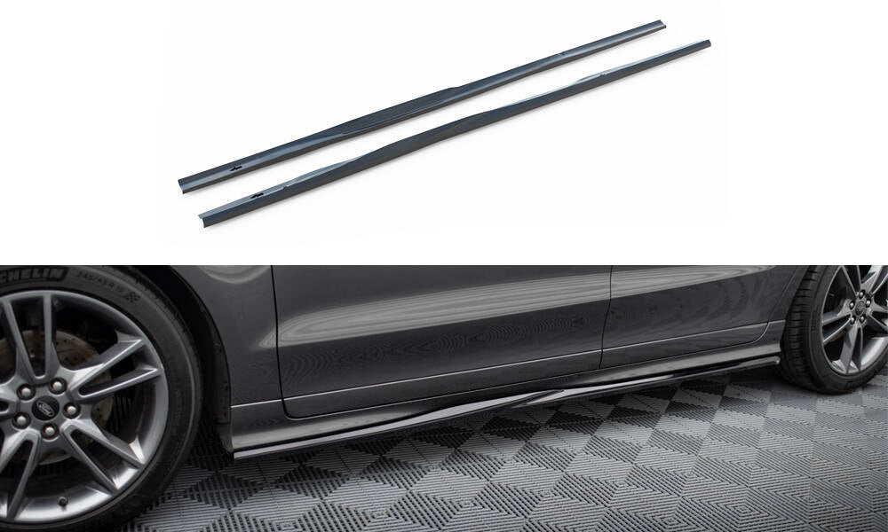 Maxton Design Street+ Seitenschweller Leisten passend für Ford S-Max ST-Line Mk2 Facelift schwarz Hochglanz