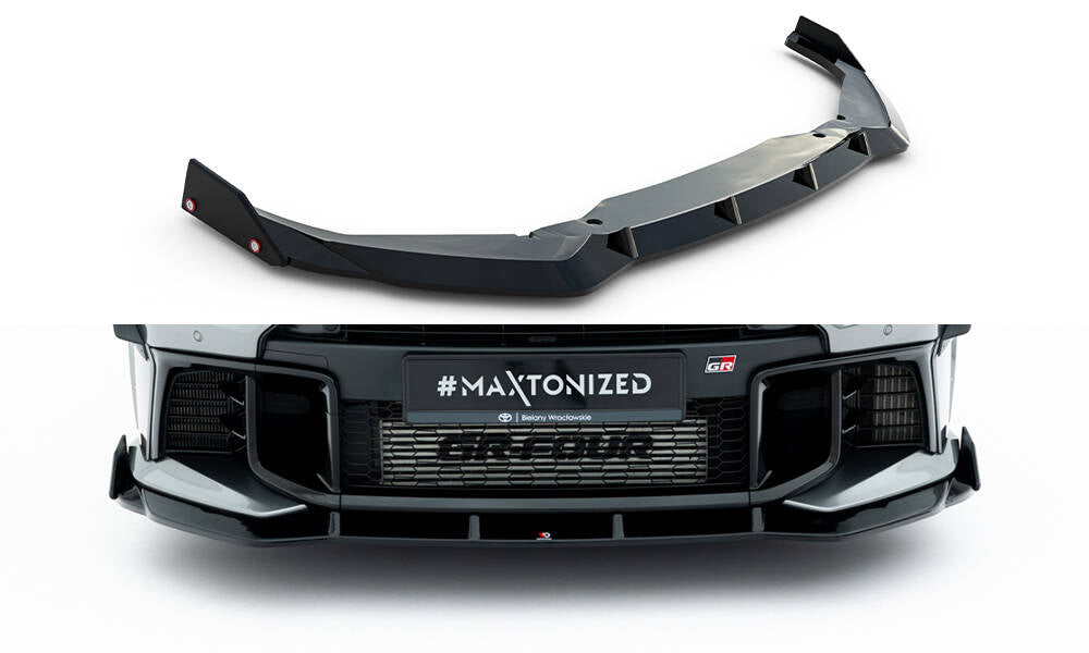 Maxton Design Street+ Spoilerlippe Front Ansatz V.1 + Flaps passend für Toyota GR Yaris Mk4 Facelift