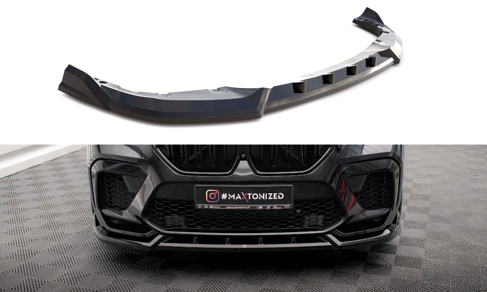 Maxton Design Street+ Spoilerlippe Front Ansatz V.2 passend für BMW X6 M F96 schwarz Hochglanz