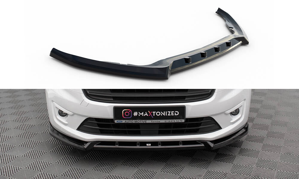 Maxton Design Street+ Spoilerlippe Front Ansatz V.2 passend für Ford Transit Connect Mk2 Facelift schwarz Hochglanz