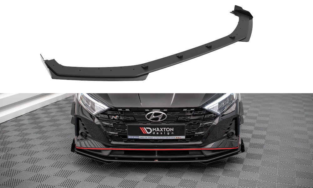 Maxton Design Street Pro Street+ Spoilerlippe Front Ansatz passend für + Flaps passend für V.1 + Flaps Hyundai I20 N Mk3 schwarz Hochglanz