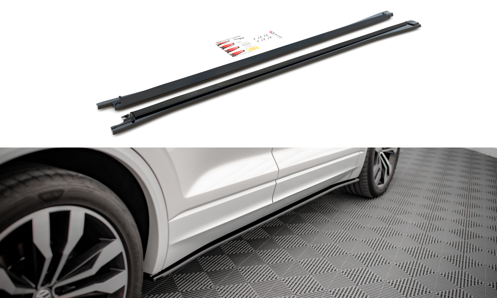 Maxton Design Street+ Seitenschweller Leisten passend für VW Touareg R-line Mk3 schwarz Hochglanz