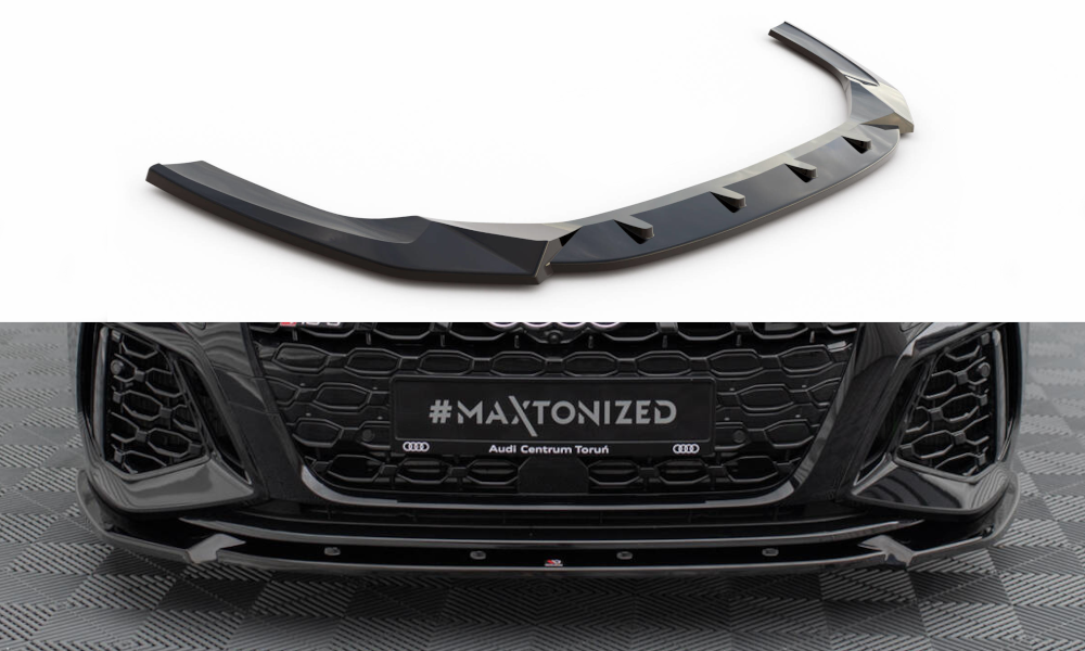 Maxton Design Street+ Spoilerlippe Front Ansatz V.1 passend für Audi RS3 Sportback 8Y schwarz Hochglanz