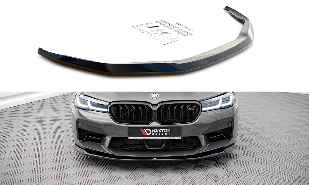 Maxton Design Street+ Spoilerlippe Front Ansatz V.3 passend für BMW M5 F90 Facelift schwarz Hochglanz