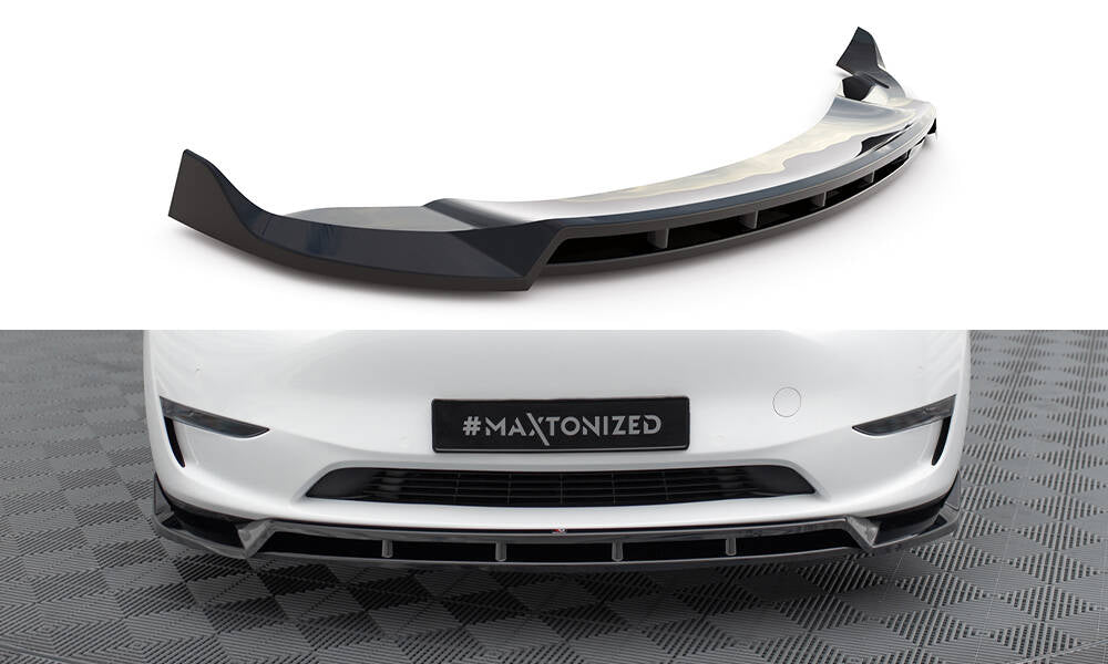 Maxton Design Street+ Spoilerlippe Front Ansatz V.2 passend für Tesla Model Y schwarz Hochglanz