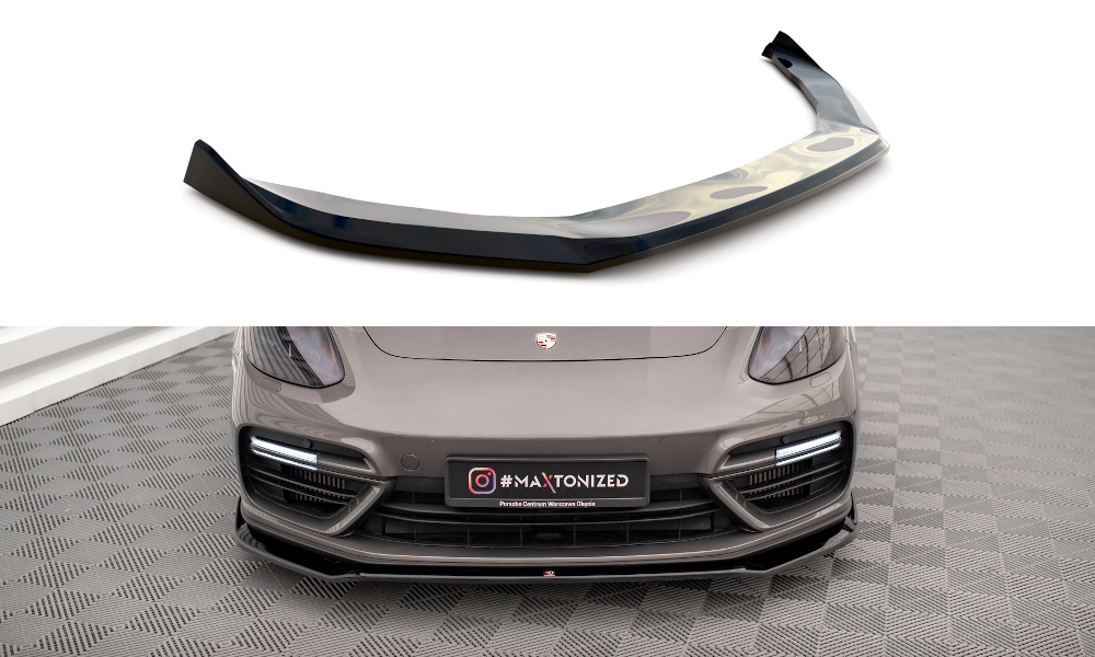 Maxton Design Street+ Spoilerlippe Front Ansatz V.2 passend für Porsche Panamera Turbo S E-Hybrid schwarz Hochglanz