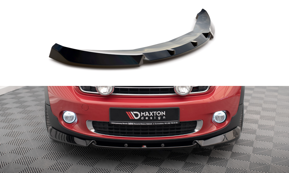 Maxton Design Street+ Spoilerlippe Front Ansatz passend für Mini Cooper Countryman R60 Facelift schwarz Hochglanz