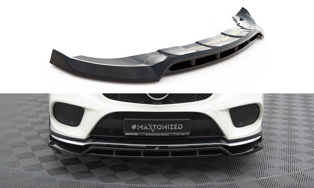 Maxton Design Street+ Spoilerlippe Front Ansatz V.2 passend für Mercedes-Benz GLE Coupe 43 AMG / AMG-Line C292 schwarz Hochglanz