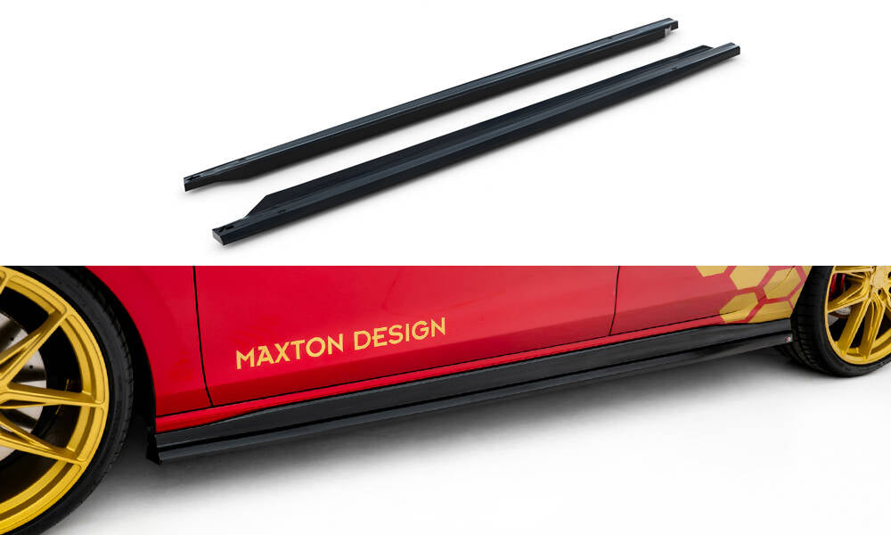 Maxton Design Street+ Seitenschweller Leisten V.2 passend für VW Golf GTI Clubsport Mk8 Facelift schwarz Hochglanz