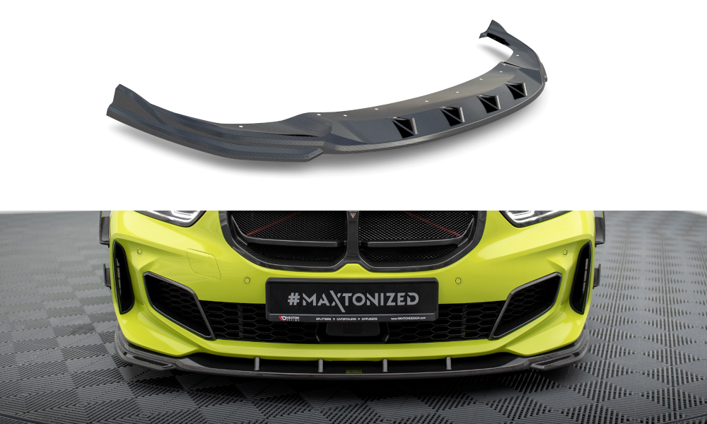 Maxton Design Prepreg Carbon Fiber Street+ Spoilerlippe Front Ansatz passend für BMW 1er M-Paket / M135i / 128ti F40