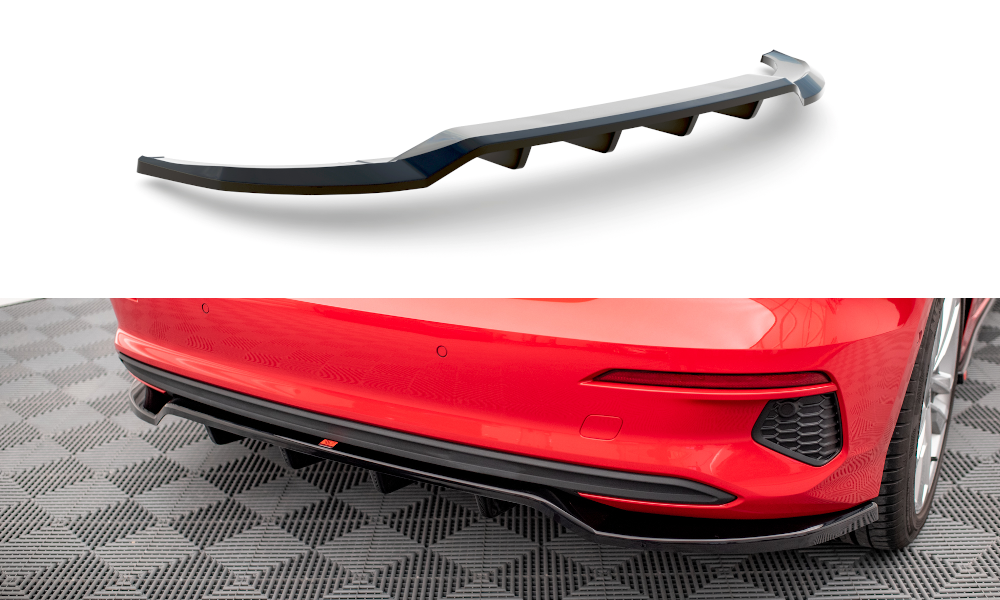 Maxton Design Street+ Mittlerer Diffusor RACE passend für Audi A3 Sportback 8Y schwarz Hochglanz