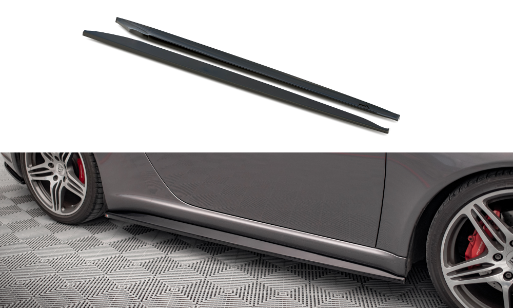 Maxton Design Street+ Seitenschweller Leisten passend für Porsche 911 Carrera / Carrera GTS 997 Facelift schwarz Hochglanz