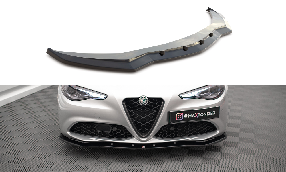 Maxton Design Street+ Spoilerlippe Front Ansatz V.1 passend für Alfa Romeo Giulia Sport schwarz Hochglanz