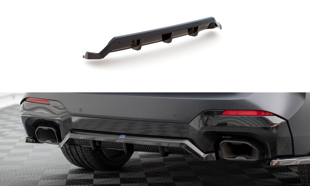 Maxton Design Street+ Mittlerer Diffusor RACE passend für BMW X3 M-Paket G01 Facelift schwarz Hochglanz