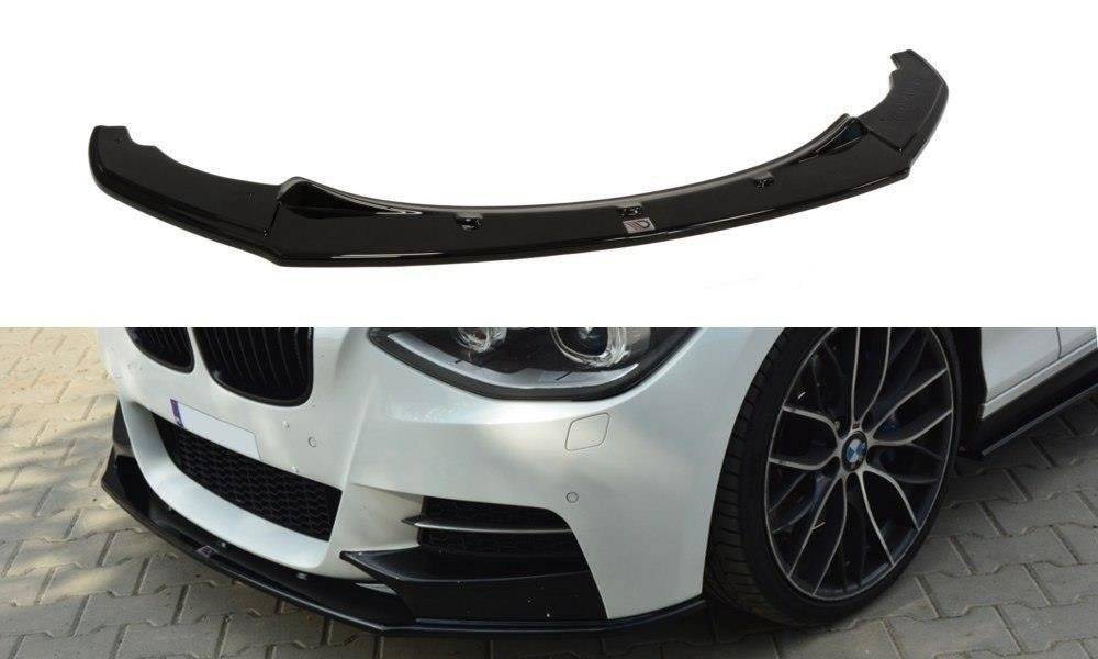 Maxton Design Street+ Spoilerlippe Front Ansatz passend für BMW 1er F20/F21 M-Power (vor Facelift) schwarz Hochglanz