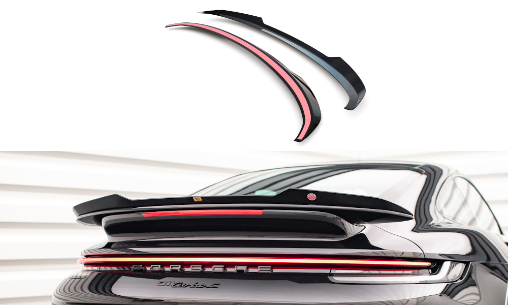 Maxton Design Spoiler CAP passend für Porsche 911 Turbo S 992 schwarz Hochglanz
