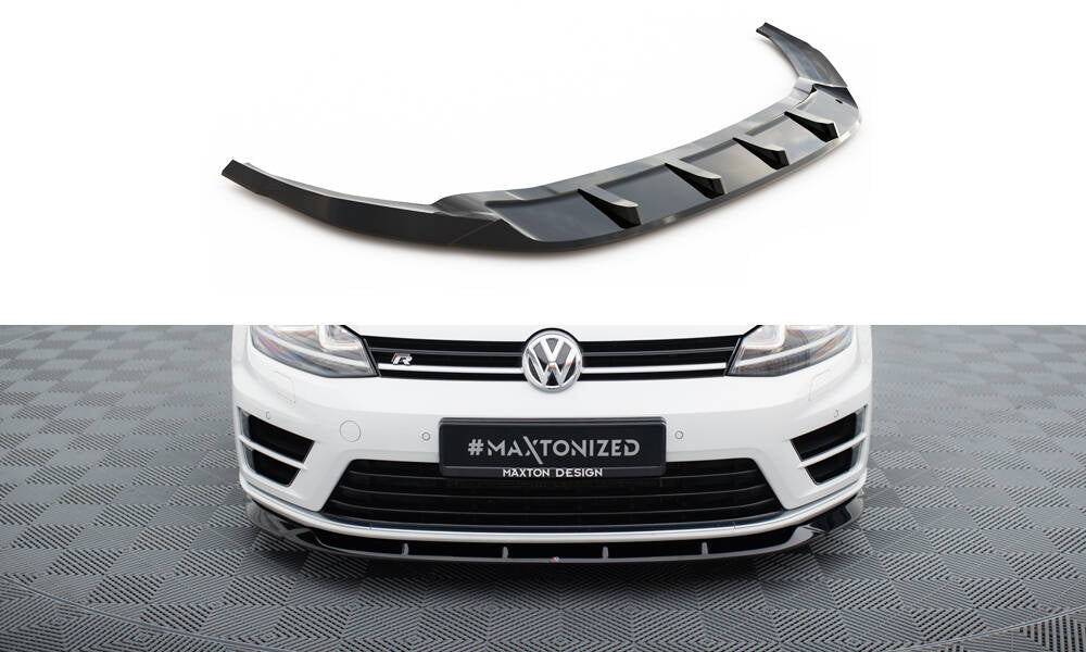Maxton Design Street+ Spoilerlippe Front Ansatz V.6 passend für VW Golf R / R-Line Mk7 schwarz Hochglanz