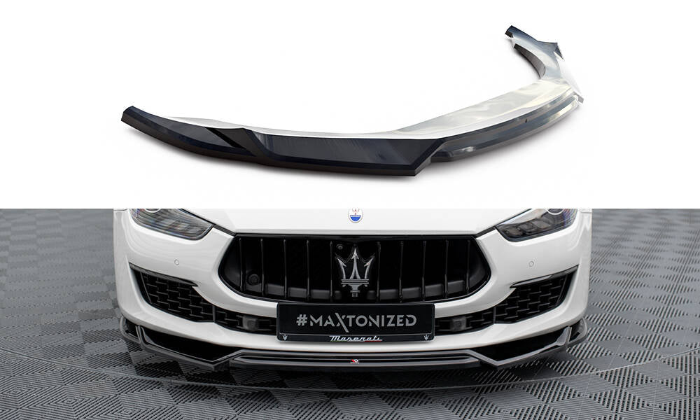 Maxton Design Street+ Spoilerlippe Front Ansatz V.2 passend für Maserati Ghibli Mk3 Facelift schwarz Hochglanz