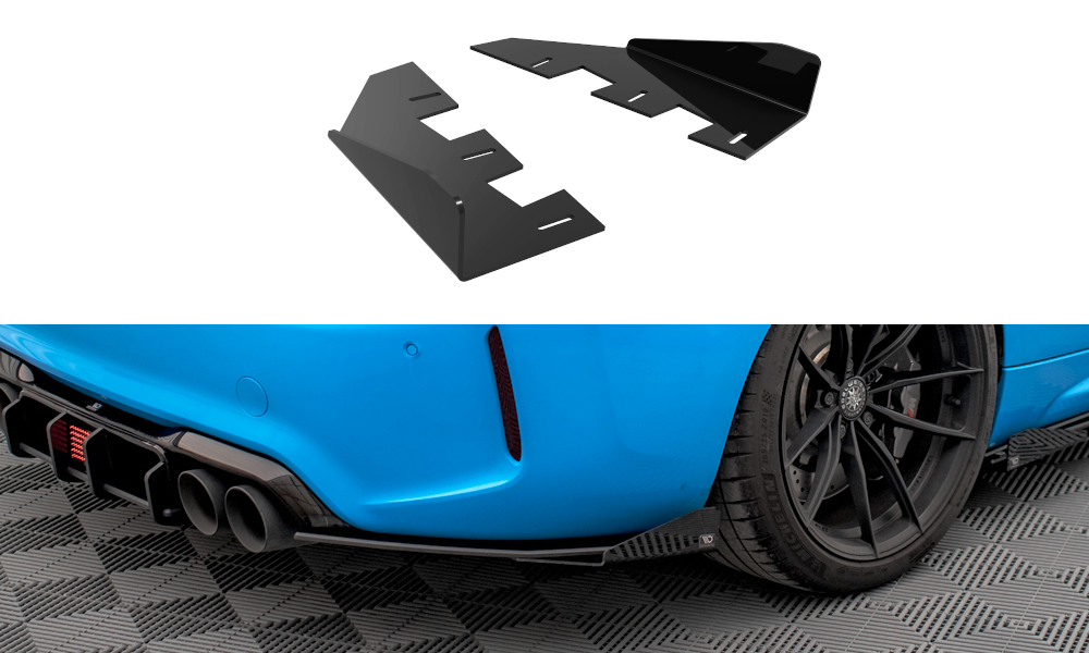 Maxton Design Hintere Seiten Flaps passend für BMW M2 F87 schwarz Hochglanz