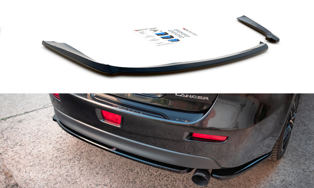 Maxton Design Heck Ansatz Flaps Diffusor passend für Mistubishi Lancer Sportback Mk8 schwarz Hochglanz