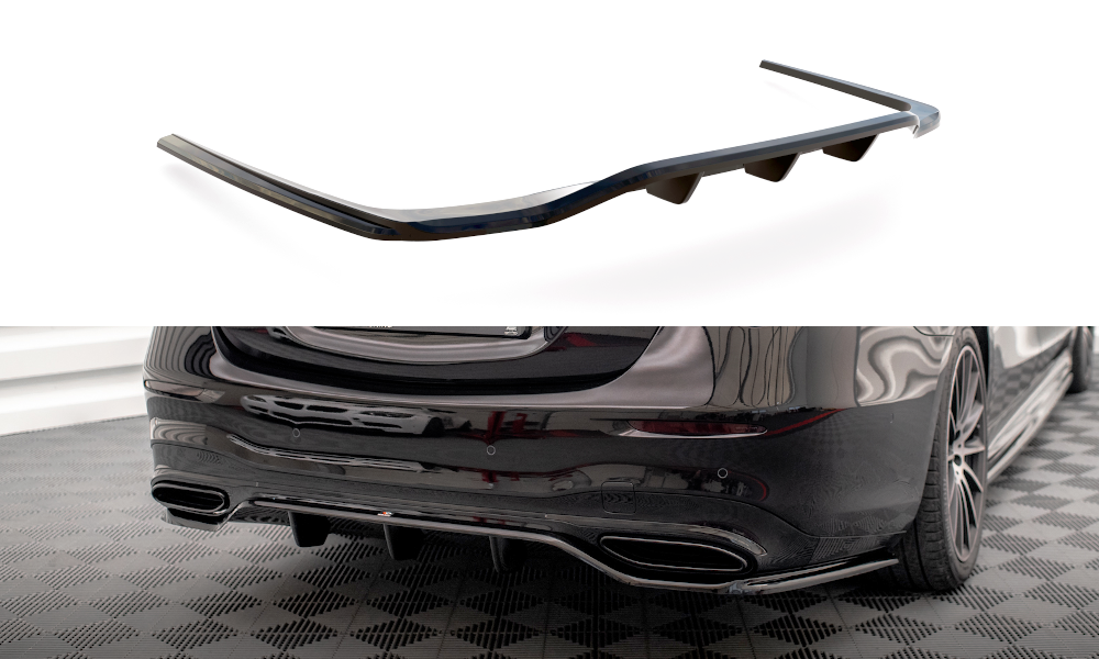 Maxton Design Street+ Mittlerer Diffusor RACE passend für Mercedes-Benz S AMG-Line W223 schwarz Hochglanz