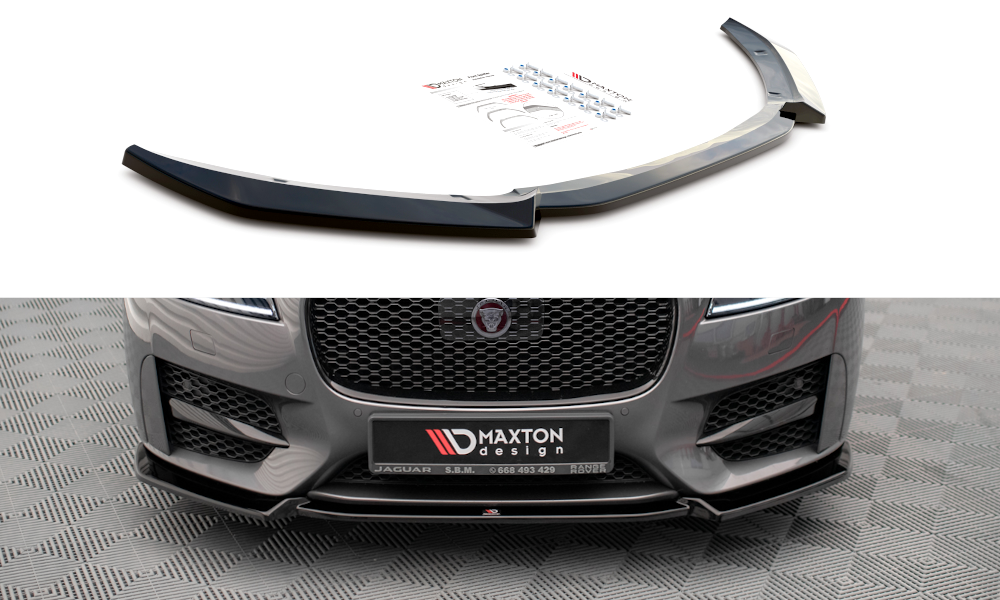 Maxton Design Street+ Spoilerlippe Front Ansatz V.2 passend für Jaguar XF R-Sport X260 schwarz Hochglanz