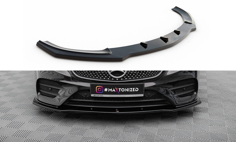 Maxton Design Street+ Spoilerlippe Front Ansatz V.1 passend für Mercedes-Benz E-Klasse W213 Coupe (C238) / Cabriolet (A238) AMG-Line / 53 AMG schwarz Hochglanz