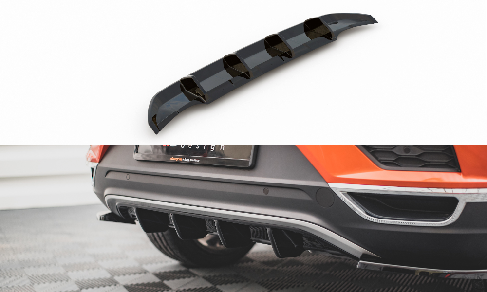 Maxton Design Diffusor Heck Ansatz passend für VW T-Roc Mk1 schwarz Hochglanz
