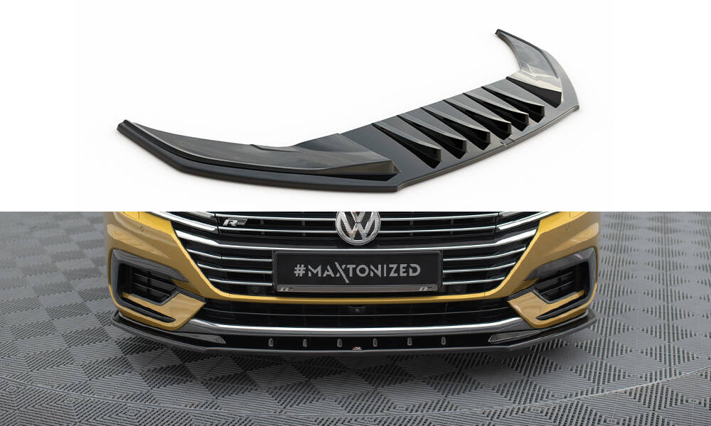 Maxton Design Street+ Spoilerlippe Front Ansatz V.3 passend für VW Arteon R-Line Limousine / Shooting Brake Mk1 schwarz Hochglanz