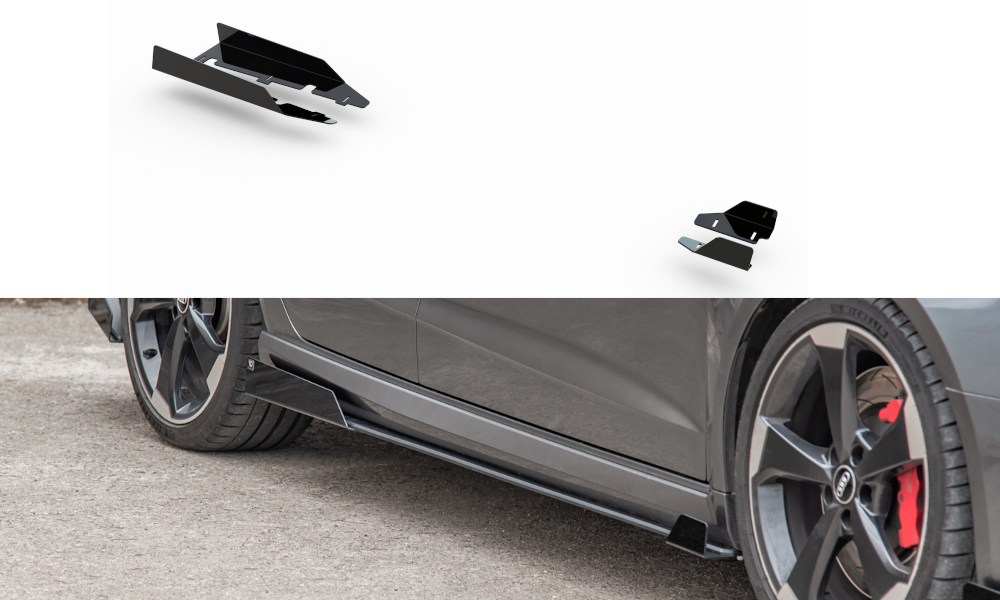 Maxton Design Seitenschweller Flaps passend für Audi RS3 8V Sportback schwarz Hochglanz