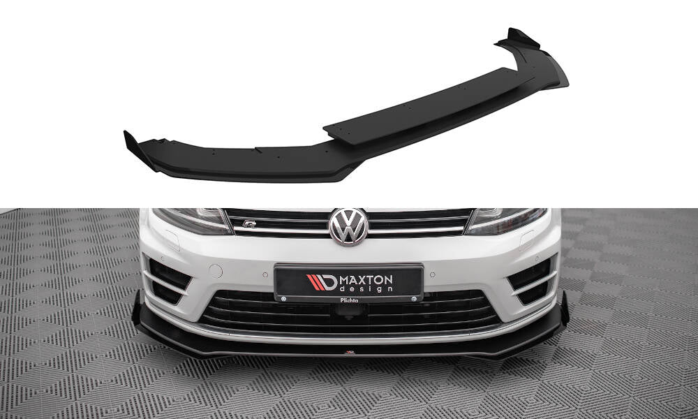 Maxton Design Street Pro Street+ Spoilerlippe Front Ansatz passend für + Flaps passend für V.1 + Flaps VW Golf R Mk7 schwarz Hochglanz