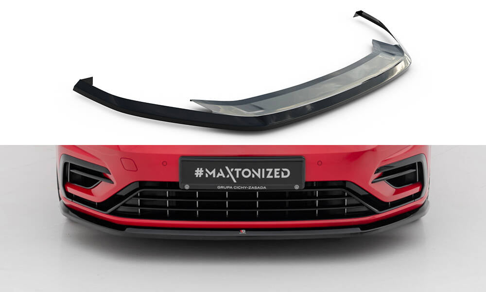 Maxton Design Street+ Spoilerlippe Front Ansatz V.6 passend für VW Golf R / R-Line Mk7 Facelift schwarz Hochglanz
