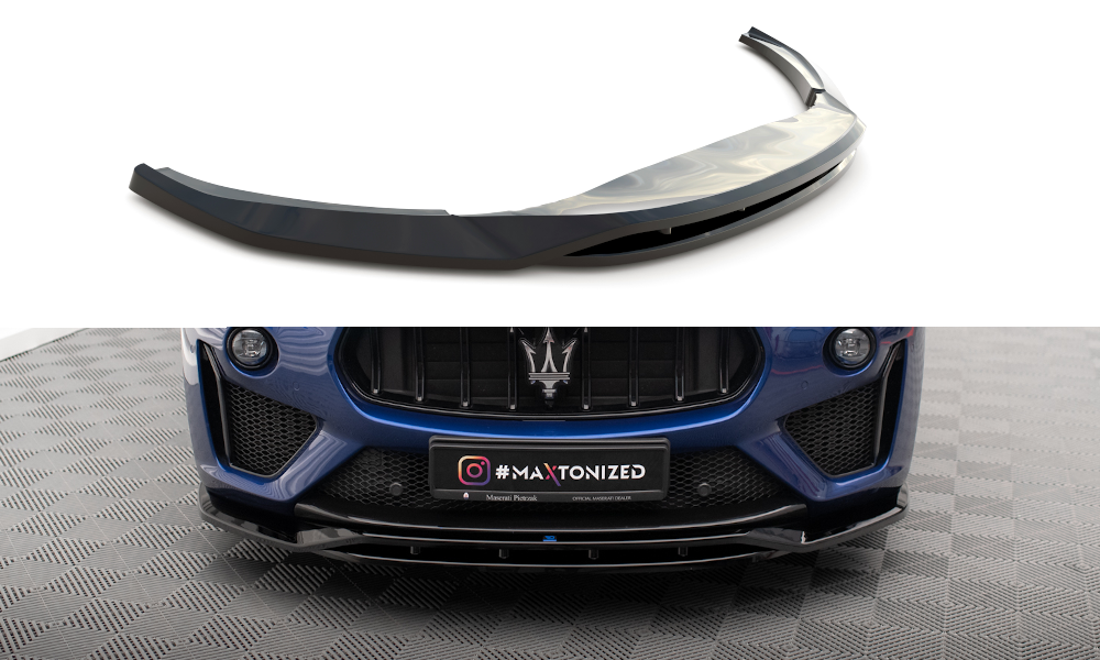 Maxton Design Street+ Spoilerlippe Front Ansatz passend für Maserati Levante GTS / Trofeo Mk1 schwarz Hochglanz