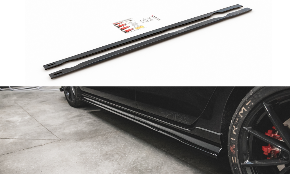 Maxton Design Street+ Seitenschweller Leisten passend für VW Golf GTI TCR Mk7 schwarz Hochglanz