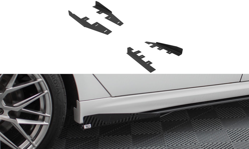 Maxton Design Seitenschweller Flaps passend für Ford Mondeo Sport Mk5 Facelift / Fusion Sport Mk2 Facelift schwarz Hochglanz